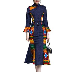 iooiooi denim dresses for women private custom long sleeves african dashiki patchwork dresses