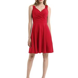 Sleeveless Womens Dresses for Wedding Guest Vintage A-line Cocktail Dress Red M