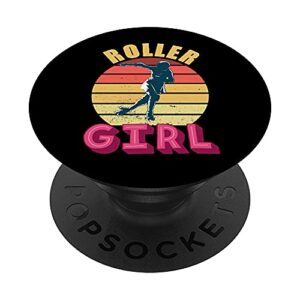 Roller Girl Retro Vintage Skating 70s 80s Roller Derby Gift PopSockets Swappable PopGrip