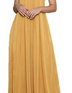 CHARTOU Women's Elegant Loose Fit Chiffon Halter Neck Backless Wide Leg Jumpsuit (Large,Yellow)