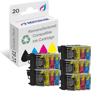 HOTCOLOR 20Pack for Brother LC-16 LC-68 LC-11 LC-38 LC-65 LC-980 LC-1100 LC61 LC-61 Ink Cartridge for MFC-J220 250C 255CW J265W J270W 290C 295CN J410W J415W 490CW 495CW Printer (5BK 5C 5M 5Y)