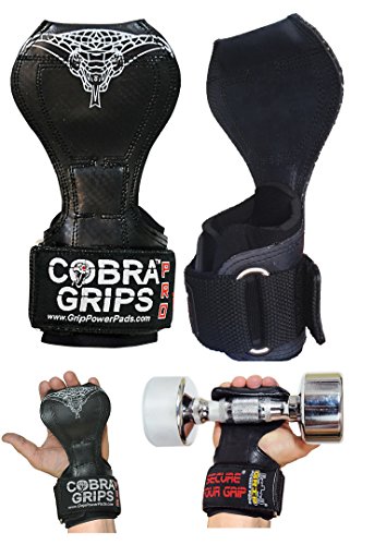 Cobra Grips PRO Weight Lifting Gloves Heavy Duty Straps Alternative Power Lifting Hooks for Deadlifts Wrist Wraps Support Bodybuilding (PRO Model for Men One Size, Black Rubber)