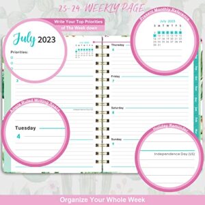 2023-2024 Planner - Planner 2023-2024, Weekly & Monthly Planner, Jul 2023 - Jun 2024, 8.5" x 6.4", Planner with Hardcover, Twin - Wire Binding, Monthly Tabs, Inner Pocket, Elastic Closure, Daily Organizer