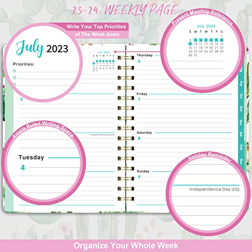 2023-2024 Planner - Planner 2023-2024, Weekly & Monthly Planner, Jul 2023 - Jun 2024, 8.5" x 6.4", Planner with Hardcover, Twin - Wire Binding, Monthly Tabs, Inner Pocket, Elastic Closure, Daily Organizer