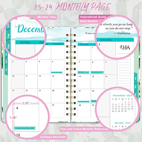 2023-2024 Planner - Planner 2023-2024, Weekly & Monthly Planner, Jul 2023 - Jun 2024, 8.5" x 6.4", Planner with Hardcover, Twin - Wire Binding, Monthly Tabs, Inner Pocket, Elastic Closure, Daily Organizer