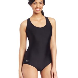 Speedo Women's Swimsuit One Piece PowerFlex Ultraback Solid , Speedo Black, 14