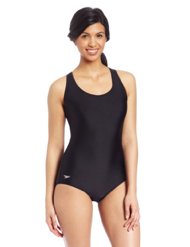 Speedo Women's Swimsuit One Piece PowerFlex Ultraback Solid , Speedo Black, 14