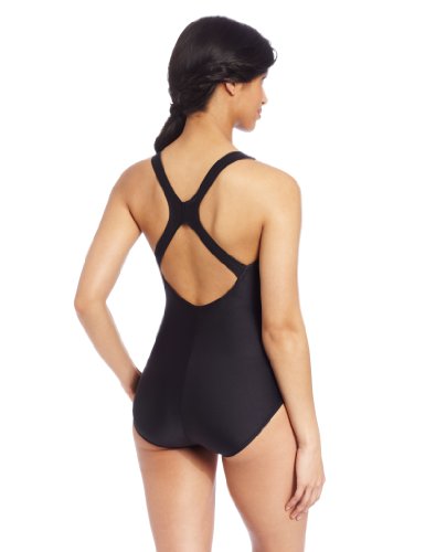 Speedo Women's Swimsuit One Piece PowerFlex Ultraback Solid , Speedo Black, 14