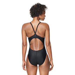 Speedo womens Powerflex Flyback Solid Adult Team Colors One Piece Swimsuit, New Black, 40 US