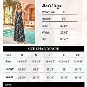 II ININ Women's Deep V-Neck Casual Dress Summer Backless Floral Print Split Maxi Dress for Wedding Beach Party(Floral21,XL)