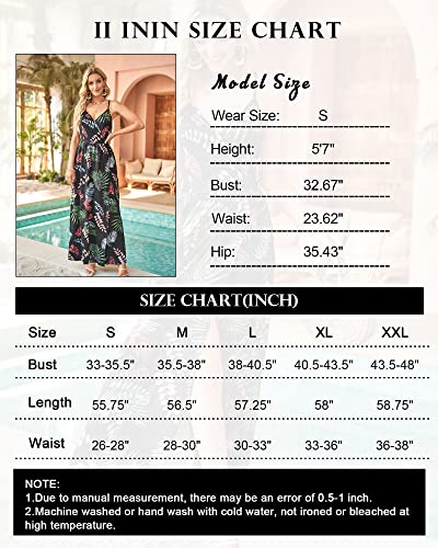 II ININ Women's Deep V-Neck Casual Dress Summer Backless Floral Print Split Maxi Dress for Wedding Beach Party(Floral21,XL)