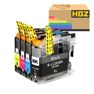 hgz 4 pack lc203 lc201 compatible ink cartridges replacement for lc203 xl used in mfc-j460dw mfc-j480dw mfc-j880dw mfc-j680dw mfc-j4420dw mfc-j4620dw mfc-j4320dw mfc-j5520dw printer