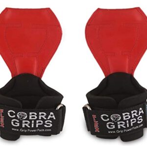 2018 Cobra Grips Flex Model Weight Lifting Gloves Heavy Duty Straps Alternative Power Lifting Hooks Best for Deadlifts with Padded Wrist Wrap Support Bodybuilding (Medium, Red Rubber)