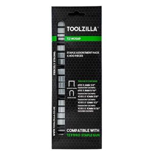 toolzilla staple assortment pack, 4,400 pieces, variety of staples for staple gun, stapler and staples, including narrow crown and round crown for every job, toolzilla replacement staples for home diy