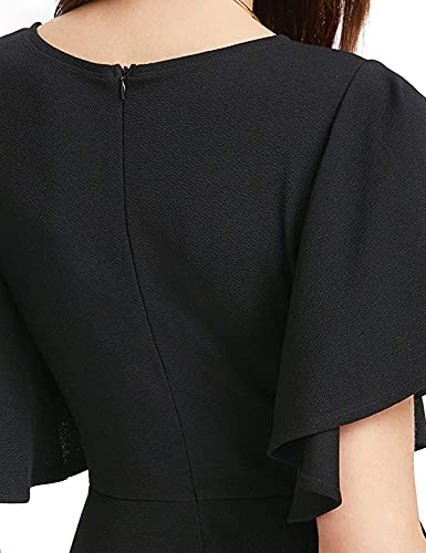 Romwe Women's Stretchy A Line Swing Flared Skater Cocktail Party Dress Black M