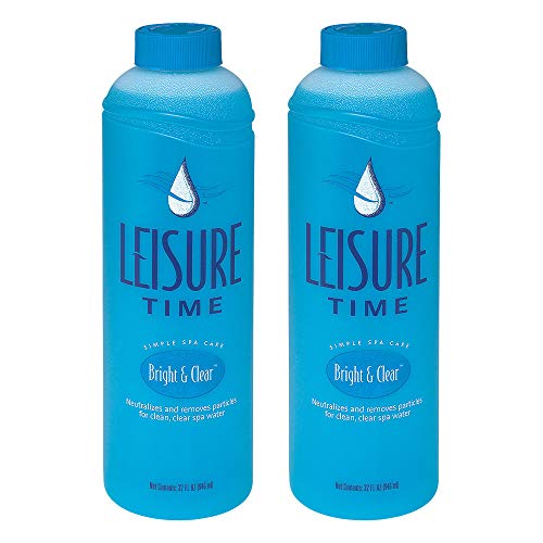 LEISURE TIME A-02 Bright and Clear Clarifier for Spas and Hot Tubs (2 Pack), 1 Quart & Leisure Time 30241A Foam Down Cleanser for Spas and Hot Tubs, 32 fl oz (Package May Vary)