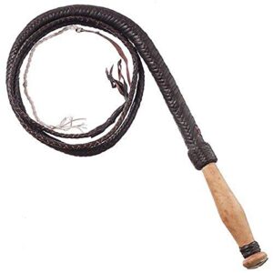 tough 1 swivel handle hand braided bull whip, assorted leather, 12′