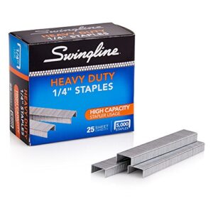 swingline staples, heavy duty, 1/4″ length, 25 sheet capacity, 100/strip, 5000/box, 1 pack (79394), silver