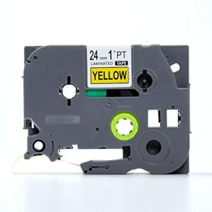 idik 1pk black on yellow standard laminated label tape compatible for brother p-touch tze-651 tz651 tze651(24mm x 8m)