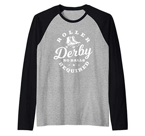 Roller Derby No Balls Required | Derby Chick Gift Raglan Baseball Tee