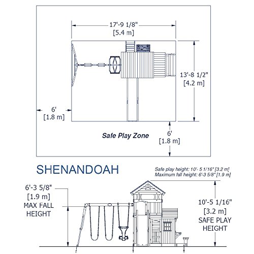 Backyard Discovery Shenandoah All Cedar Wooden Playset Swing Set with 2 Belt Swings, 2 Person Glider, 10 ft Wave Slide, Covered Upper and Lower Playhouse, Play Kitchen, Rock Wall, Outdoor Bench