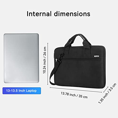 Voova Laptop Sleeve Case Bag Compatible with Macbook Air/Pro 13.3 M2, MacBook Pro 14 M1, 13.5 Surface Laptop 4/3, 13-14 Inch Dell XPS Hp Acer Asus Chromebook Computer Carry Briefcase with Strap,Black