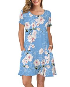 korsis women’s summer floral dresses t shirt dress flower light blue s