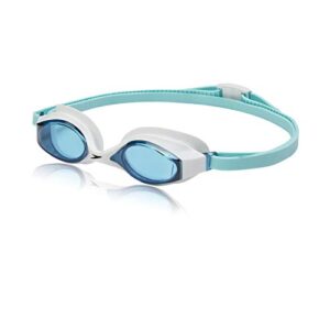 speedo unisex-child swim goggles super flyer ages 3 – 8 , white/cobalt