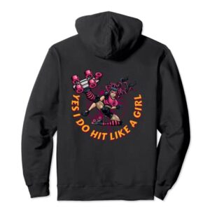 Roller Derby Design for Women Yes I Do Hit Like a Girl Pullover Hoodie