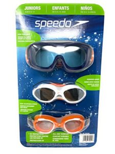 speedo junior swim goggles 3-pack, multi-color & shape – variety pack