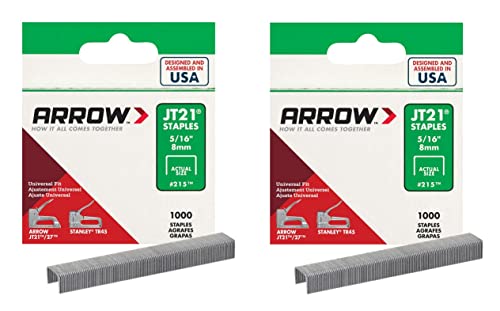 Arrow Fastener 215 Genuine JT21/T27 5/16-Inch Staples, 1,000-Pack - 2 Pack