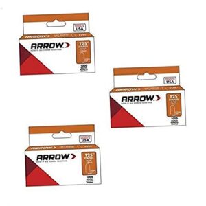 arrow fastener 259 genuine t25/t2025 9/16-inch staples, 1,000-pack, 3 pack