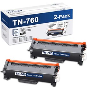 TN760 High Yield Toner Cartridge Replacement for Brother TN-760 MFC-L2750DW DCP-L2550DW HL-L2325DW L2350DW Printer Toner, TN7602PK Ink