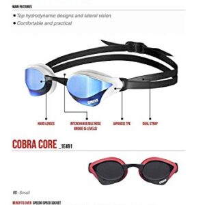 arena Cobra Core Swim Goggles for Men and Women, Smoke-Black, Standard Non-Mirror