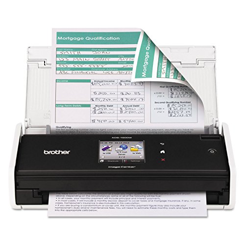 Brother ADS1500W ImageCenter ADS-1500W Wireless Compact Scanner, 600 x 600 dpi, 20 Sheet ADF