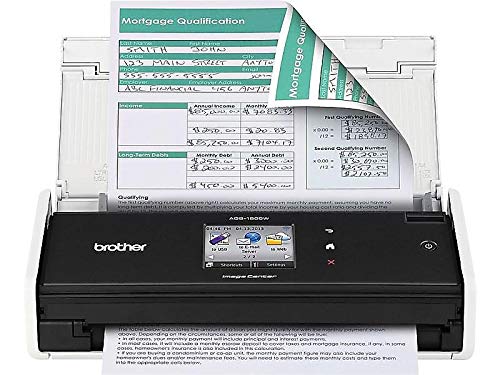 Brother ADS1500W ImageCenter ADS-1500W Wireless Compact Scanner, 600 x 600 dpi, 20 Sheet ADF