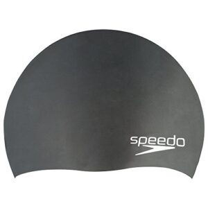 speedo unisex-youth swim cap silicone elastomeric junior speedo black, one size