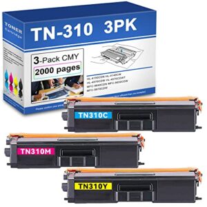 tn310 compatible tn310c tn310m tn310y toner cartridge replacement for brother hl-4150cdn hl-4140cw hl-4570cdw printer toner (1c+1y+1m).