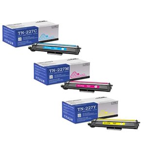 TN227 C/M/Y Toner Cartridge 3 Pack (with chip): Compatible TN227 TN-227 Replacement for Brother MFC-L3770CDW L3710CW L3750CDW HL-3210CW 3230CDW 3270CDW 3290CDW DCP-L3510CDW L3550CDW Printer