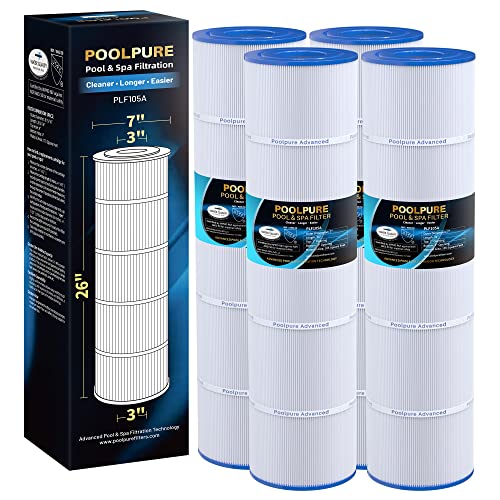 POOLPURE PCC105-PAK4 Replaces Pentair CCP420, 178584, Unicel C-7471, 817-0106, R173576, Filbur FC-1977, 570-0425-07, Pentair Clean and Clear Plus 420, L x OD: 26"x7", 4X105 sq.ft. Cartridge