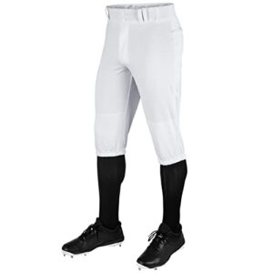 champro triple crown knicker style youth baseball pants in solid color with reinforced sliding areas, white, youth large
