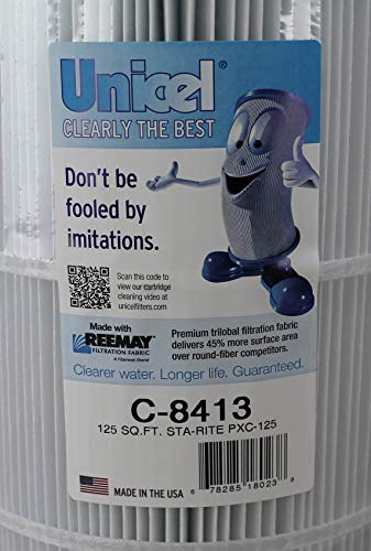 Unicel C-8413 125 Square Foot Swimming Pool and Spa Replacement Cartridge Filter for Sta-Rite Posi-Clear PXC-125 and Waterway Pro Clear 125