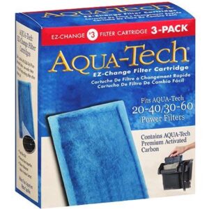 aqua-tech ez-change #3 activated carbon filter cartridges for 20-40 / 30-60 gallon aquarium power filters, 3 pack