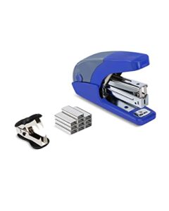 paperpal effortless standard stapler set, 20 sheet capacity, half strip, built-in staples storage, holds 1/4″ staples, includes 1000 staples and a staple remover, office, school & daily use, dark blue