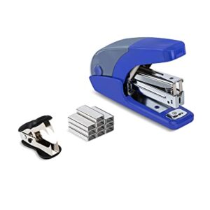 PAPERPAL Effortless Standard Stapler Set, 20 Sheet Capacity, Half Strip, Built-in Staples Storage, Holds 1/4" Staples, Includes 1000 Staples and A Staple Remover, Office, School & Daily Use, Dark Blue