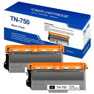 tn-750 tn750 black compatible 2-pack tn-750 tn750 high yield toner cartridge replacement for brother hl-5470dw hl-6180dw hl-5440d mfc-8510dn mfc-8710dw mfc-8810dw mfc-8910dw printer toner.