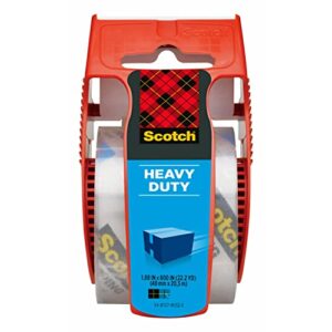scotch heavy duty shipping packaging tape, 1.88″x 27.7 yd, great for packing, shipping & moving, clear, 1 dispensered roll (142l)