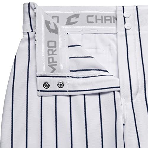 CHAMPRO boys Triple Crown Knicker Style Baseball Pants with Knit-in Pinstripes and Reinforced Sliding Areas, White,navy, Medium