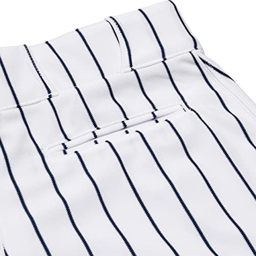 CHAMPRO boys Triple Crown Knicker Style Baseball Pants with Knit-in Pinstripes and Reinforced Sliding Areas, White,navy, Medium