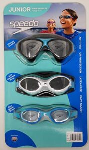 speedo junior swim goggles 3-pack, multi-color & shape – variety pack